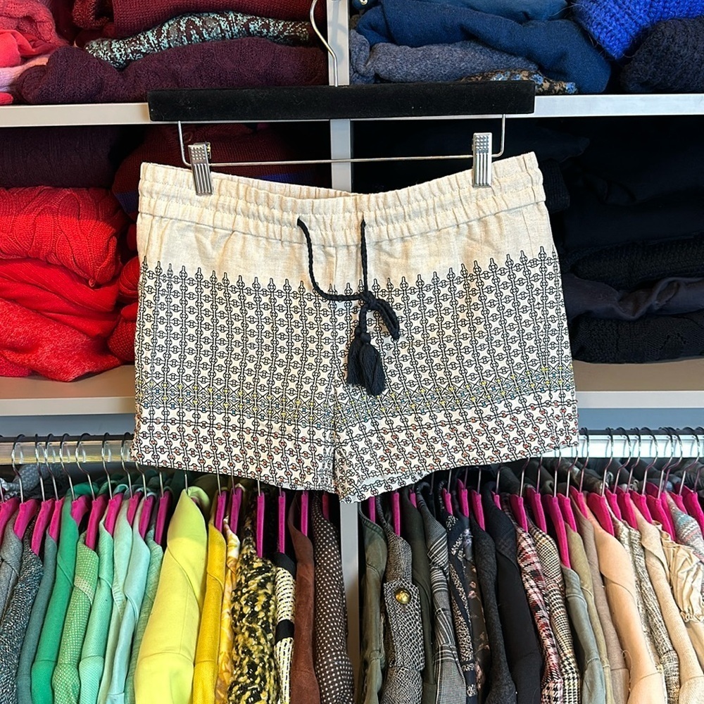 Loft beige with print tie elastic waistband size XS NWT​